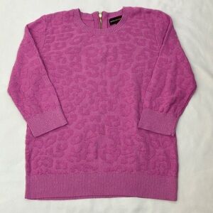 Dana Buchman pink cheetah print short sleeve sweater woman’s size large